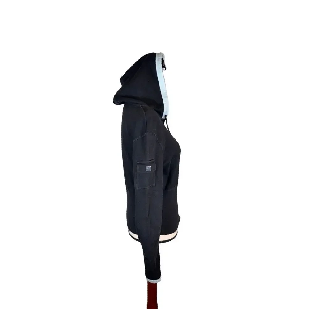 Vintage CHANEL Sports Line 03P Black Blue Trim Full Zip Hoodie   Size: FR 40 / M